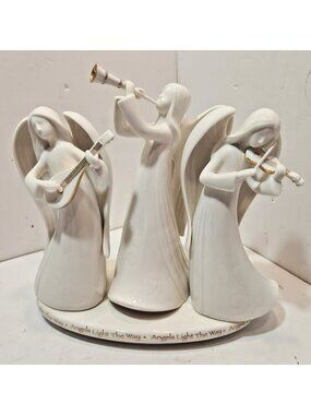 Gund Gifts White Porcelain Angels Playing Musical Instru Light the Way Figurine